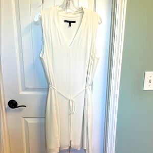 WHBM Ivory Shift Dress. Delicate Tie at Waist w/Silver Metal Tassels.